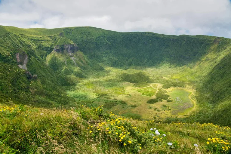 Green Caldeira landscape on Faial island in the Azores
