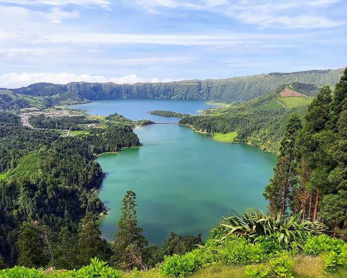 Sete Cidades twin crater lakes viewed from a Sao Miguel viewpoint